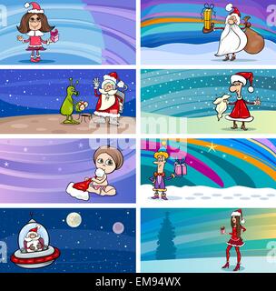 Cartoon Grußkarten mit Santa Claus Stock Vektor