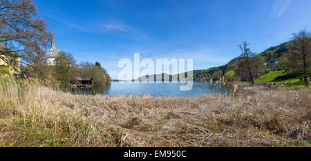 Lake Woerth Aussicht vom Strand Maria Woerth Stockfoto