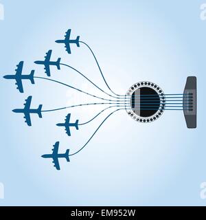 Flugzeug eine Gitarre Stock Vektor