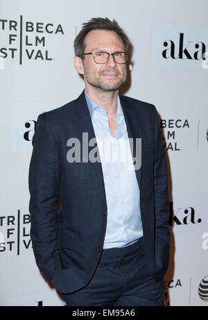 New York, NY - 16. April 2015: Christian Slater besucht Tribeca Film Festival Premiere des Films The Adderall Diaries im BMCC Tribeca Performing Arts Center Stockfoto