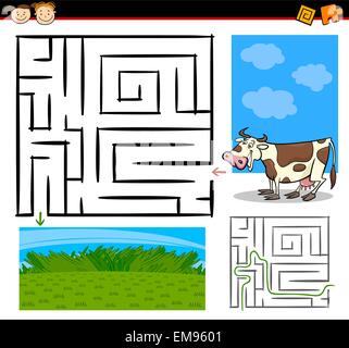 Cartoon-Irrgarten oder Labyrinth Spiel Stock Vektor