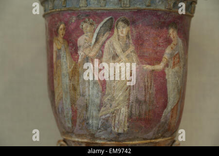 Terrakotta-Vase. Griechisch, sizilianische. Jahrhunderte, 3.-2. Jh. v. Chr.. Vier Frauen. Die Szene zeigt eine Braut, umgeben von den Begleitern. Stockfoto