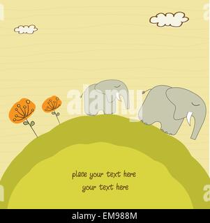 Baby-Elefant und seine Mutter Stock Vektor