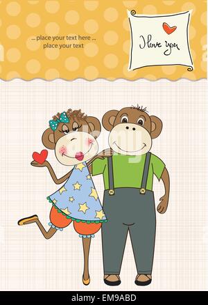 Affen-paar in der Liebe Stock Vektor