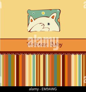 Geburtsanzeige Karte mit Katze Stock Vektor