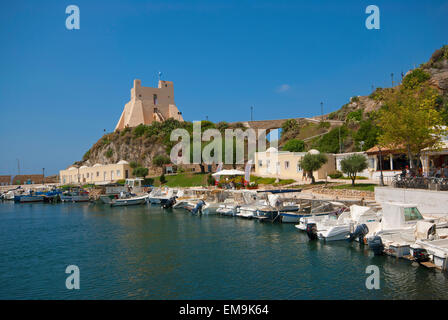 Sperlonga, kleinen Hafen und Torre Truglia, Latium, Italien Stockfoto