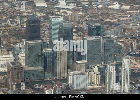 Canary Wharf Bezirk Antenne erschossen aus dem Süden Stockfoto