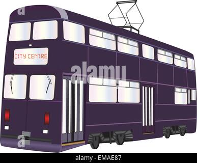 Eine Vektor-Illustration von einem Double Deck Straßenbahnwagen isoliert auf weiss Stock Vektor