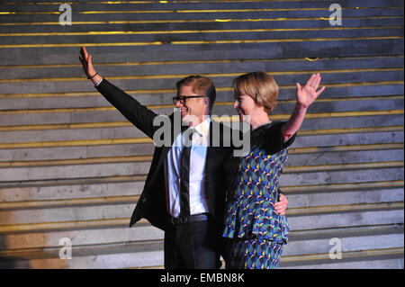 Peking, Peking, CHN, China. 18. April 2015. Peking, CHINA - 18. April 2015: Regisseur Carol Morley(R) bei der '' The Falling'' Premiere während der 5. Beijing International Filmfestival. © SIPA Asien/ZUMA Draht/Alamy Live-Nachrichten Stockfoto