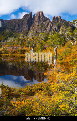 Mt. Geryon und Pool von Erinnerungen - Cradle Mountain-Lake St. Clair National Park - Tasmanien - Australien Stockfoto