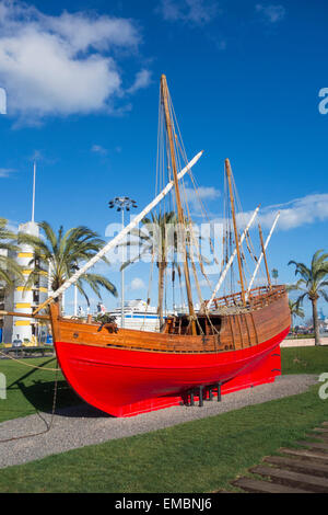 Nachbau des La Niña, Schiff verwendet von Explorer Christopher Columbus, in Las Palmas, Gran Canaria, Kanarische Inseln, Spanien Stockfoto