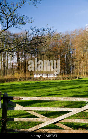 Abernodwydd Farmhouse, St Fagans National Museum of History/Amgueddfa Werin Cymru, Cardiff, South Wales, Großbritannien. Stockfoto