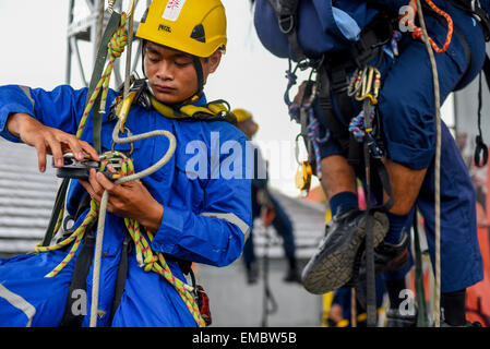 Seilzugangstechnik Ausbildung in Jakarta. Stockfoto