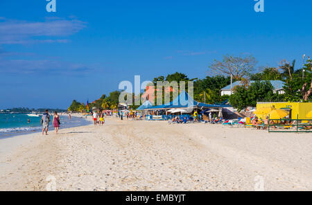 Party-Meile und Traum-Strand, Strand von Negril, Jamaika, Westmoreland Stockfoto