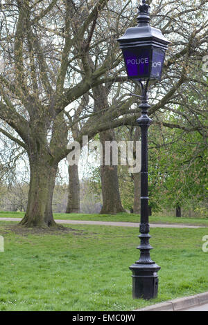 Polizei-Lampe im Hyde Park in London Stockfoto