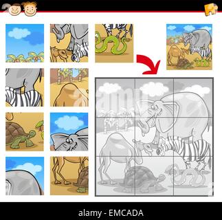 Cartoon Safari Tiere Jigsaw puzzle Stock Vektor