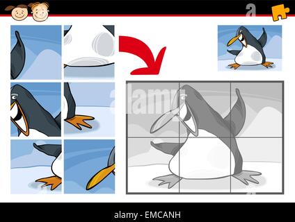 Cartoon Penguin Puzzle-Spiel Stock Vektor