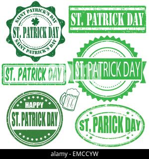 St. Patrick Day Briefmarken Satz Stock Vektor