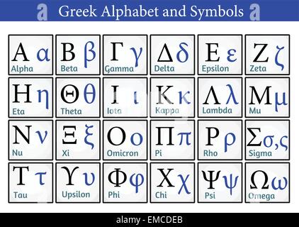 Griechisches Alphabet und Symbole Stock Vektor