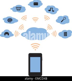 Mobile Phone und die cloud Stock Vektor