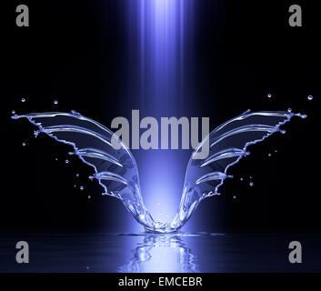 Splash in Form von Flügeln in Säule aus Licht Stockfoto