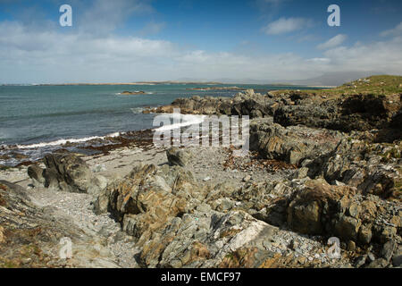 Irland, Co. Galway, Connemara, Letterfrack, Renvyle Halbinsel, atlantische Küste Strand Stockfoto