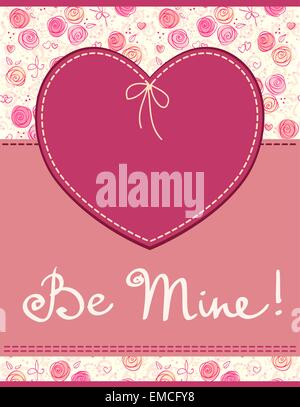 Vektor rosa Herz Textile label Stock Vektor