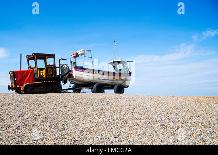 Boote am Strand von weybourne Stockfoto