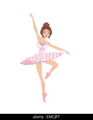 Illustration der schöne tanzende Ballerina isoliert auf weiß ba Stock Vektor