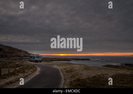 Übernachtung Campingplatz am Cliad Isle of Barra, äußeren Hebriden Stockfoto