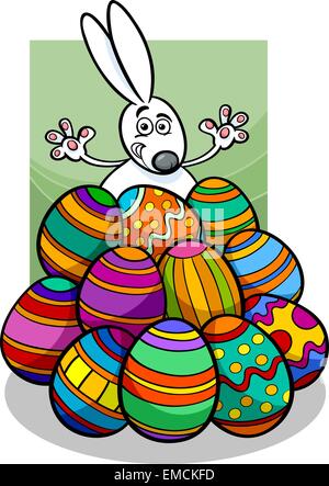 Osterhase und Eiern cartoon illustration Stock Vektor