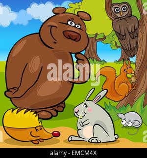 wilde Tiere des Waldes cartoon-Gruppe Stock Vektor