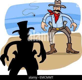 bewaffnete Duell Cartoon illustration Stock Vektor