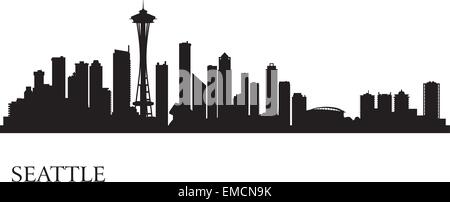 Seattle Stadt Skyline Silhouette Hintergrund Stock Vektor