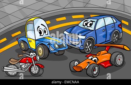 Autos Fahrzeuge Gruppe Karikatur illustration Stock Vektor