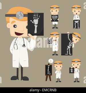 Arzt-Zeichensatz mit Röntgen, Ultraschall Stock Vektor