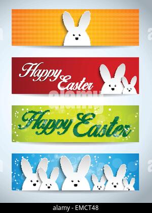 Frohe Ostern Hase Bunny Set von Bannern Stock Vektor