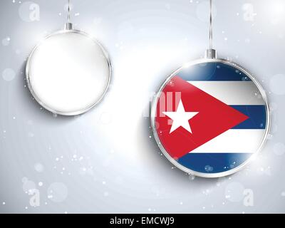 Frohe Weihnachten Silber Ball mit Flagge Kuba Stock Vektor