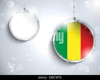Frohe Weihnachten Silber Ball mit Flagge Mali Stock Vektor