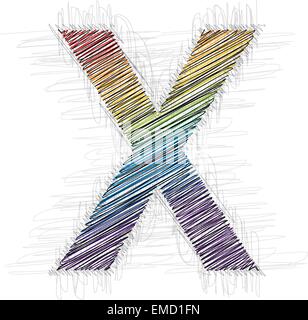 Hand zeichnen Schrift Buchstaben X Stock Vektor