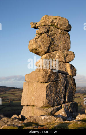 Bowerman die Nase Rock Stapel im Dartmoor National Park, Devon, UK Stockfoto