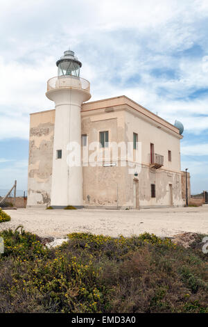 Leuchtturm von Punta Marsala, Favignana, Ägadischen Inseln, Sizilien Stockfoto