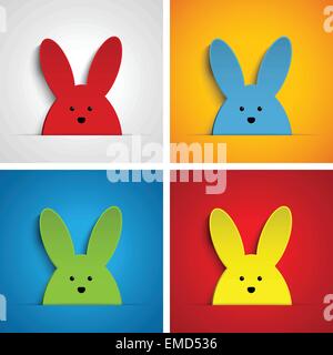 Frohe Ostern Hase Bunny Set Cartoon Stock Vektor