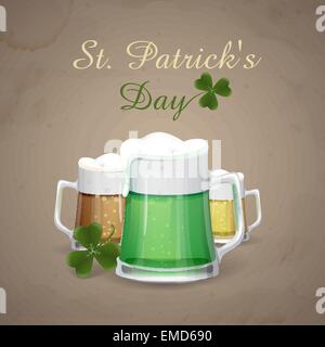 Becher Jungbier für St Patricks Day. Stock Vektor