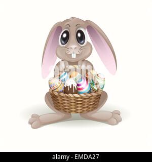 Der Osterhase mit Korb Stock Vektor
