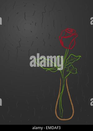 Stilisierte rote Rose in einer Vase in grau Stock Vektor