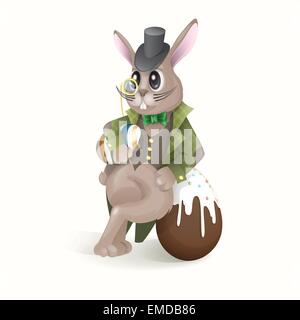 Osterhase mit Schokoladen-Ei. Stock Vektor