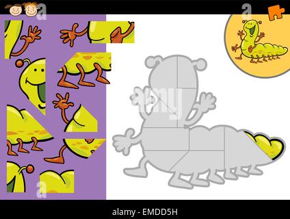 Cartoon Raupe Puzzle-Spiel Stock Vektor