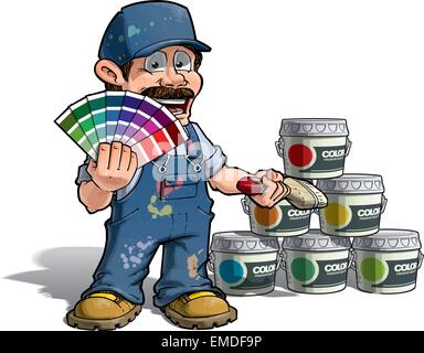 Handwerker - Farbe Kommissionierung Maler blaue Uniform Stock Vektor