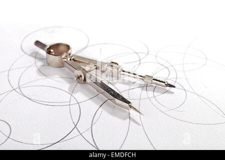 Kompass-Zeichnung Stockfoto